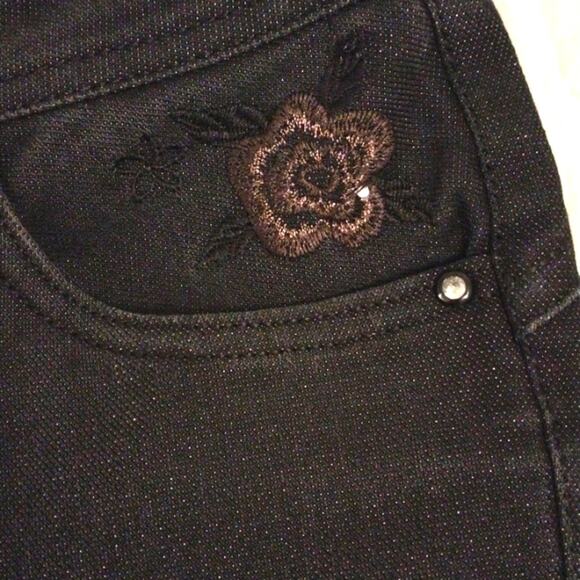 Rare XO Kimbeway BLACK Jeans Sz 26 Sparkle Rhinestones Skinny Moto Punk Y2K Vntg - Picture 7 of 11